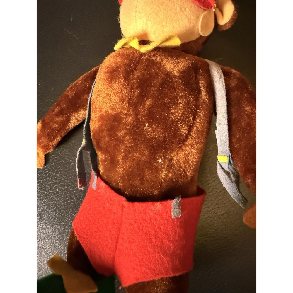 Vintage Ideal Toy Corp Monkey Plush Doll Red Shorts Green Shoes Bow Tie Retro - Picture 7 of 16